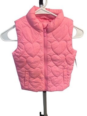 Old Navy Pink Quilted Heart Puffer Vest for Kids